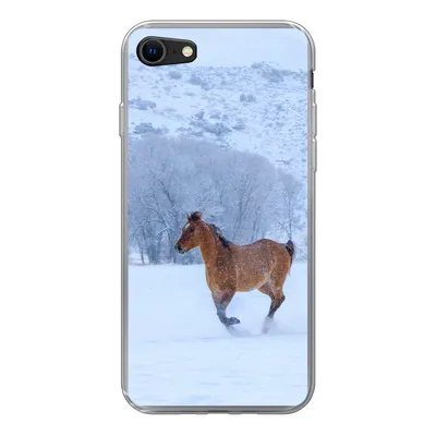 Produktbild von MuchoWow® Handyhülle Schutzhülle Hülle für iPhone 7 Pferde - Schnee - Winter Silikon Softcase Handy Hülle - Kartenhalter