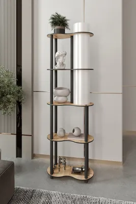 Immagine prodotto di Opviq, moderna lampada da terra in carta craft e MDF, noce, altezza 140 cm, 1 x E27, max. 40 W, IP20, design elegante per soggiorni e uffici, lampadina non inclusa.
