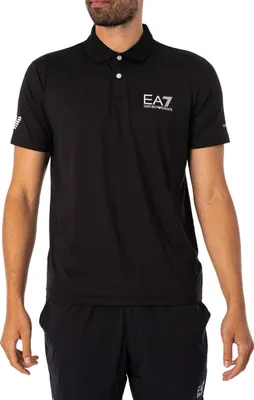 Produktbild von EA7 Poloshirt Ventus mit Logo auf der Brust, Schwarz L