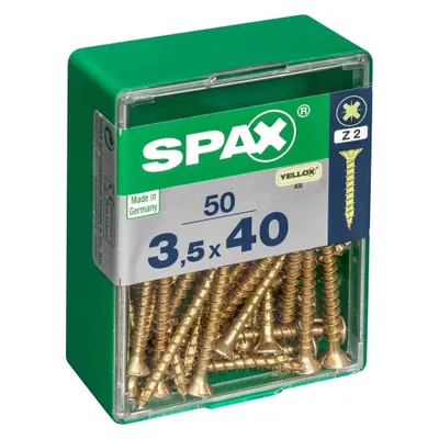 Image de Lot de 50 vis acier tête fraisée pozidriv SPAX, Diam.3.5 mm x L.40 mm