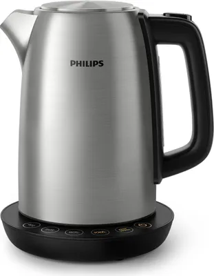 Produktbild von Philips Wasserkocher Avance Collection, 1.7 L, Temperatursteuerung, Klappdeckel + Kontrollanzeige, Metall (HD9359/90)