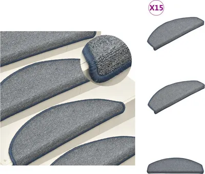 Zdjęcie produktu dla vidaXL Maty na schody 15 szt. Jasnoszary i niebieski 65x24x4 cm - Maty na schody