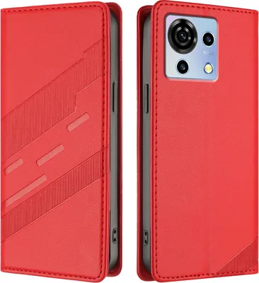 Produktbild von Hülle für ZTE Blade V50 Vita, Kunstleder Brieftaschen Handyhülle mit Kartenfach und Standfunktion Rot