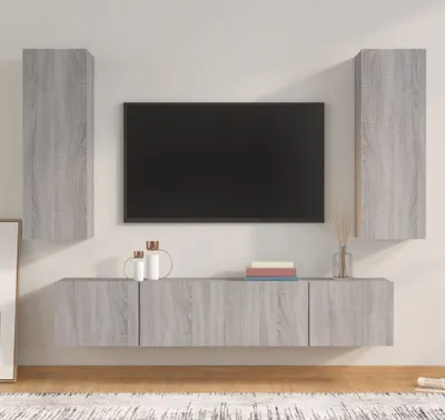 Produktbild von Cloris Designermöbel 4-tlg. TV-Schrank-Set Grau Sonoma Holzwerkstoff 2024 Neu