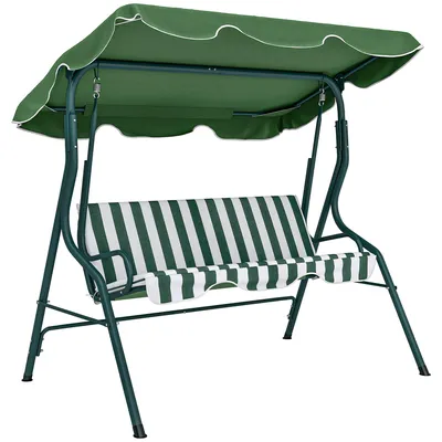 Produktbild von Outsunny Hollywoodschaukel Gartenschaukel Verstellbares Sonnendach Stahl Grün