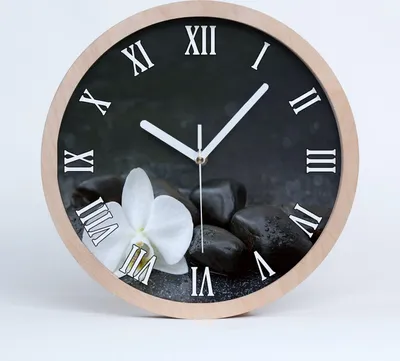 Produktbild von Holzuhr 25fi cm wanduhr - weiße Spitzen - Orchidee