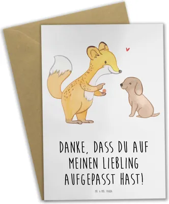 Produktbild von Mr. & Mrs. Panda Grußkarte Dank an Hundesitter - Weiß - Geschenk, weihnachtskarten, Bedanken, Emotional, dankeskarten, Dankeschön, Wertschätzung, Aufmerksamkeit