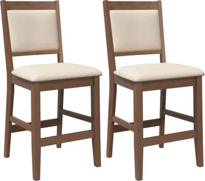 Image de vidaXL Tabouret de bar avec coussin 2 pcs. Brun bois massif hévéa