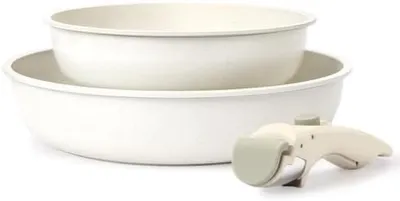 Produktbild von PolkaHome® Pfannenset mit abnehmbarem Griff, 20/26 cm Antihaftbeschichtung, induktionsgeeignet, /-frei