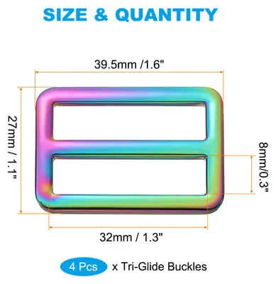 Produktbild von Metal Buckle 4 stk. Tri-Glide-Schieber Gurtbandgš¹rtelversteller fš¹r Gurtbandhalter Lederhandwerk DIY Taschengš¹rtelherstellung, 1,3 Zoll / 32 mm, Regenbogen