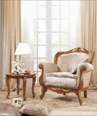 Zdjęcie produktu dla Fotel tekstylny 1 osobowy sofa tapicerka sofy design klasyczny barok rokoko