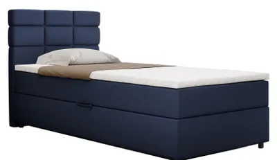 Produktbild von Boxspringbett 100x200, mit Bettkasten, Dunkelblau, Matratze und Topper, Einzelbett, REVE, Panda Möbel