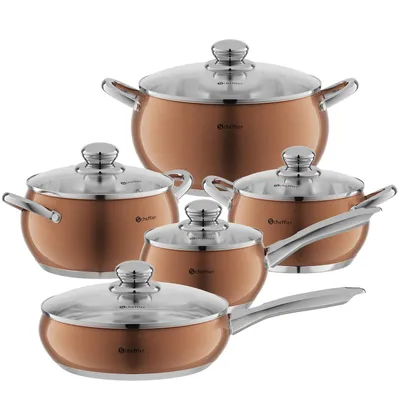 Produktbild von Topfset Scheffler 10tlg Induktions Töpfe Set, Edelstahl-Kochtopfset mit Deckel, Für alle Herdarten geeignet Champagner