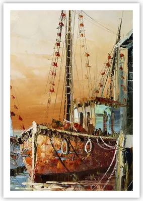 Produktbild von Poster - Poster ohne Rahmen - Kutter Hafen Öl - 70x100 cm - Wand Bild - Wanddeko - Wandbilder - Kunstposter - Wandposter - Bilder - Kunstdruck - Wanddekoration - Wandbild - P2XPA70x100-4216