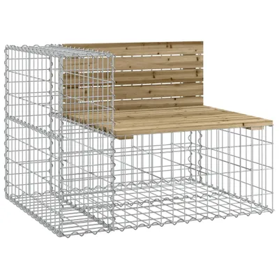 Immagine prodotto di Panchina da giardino in gabbione 92x71x65,5 cm in legno di pino impregnato