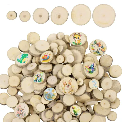 160 runde Holzscheiben 1–3 cm, unbehandelt, zum Basteln und Dekorieren