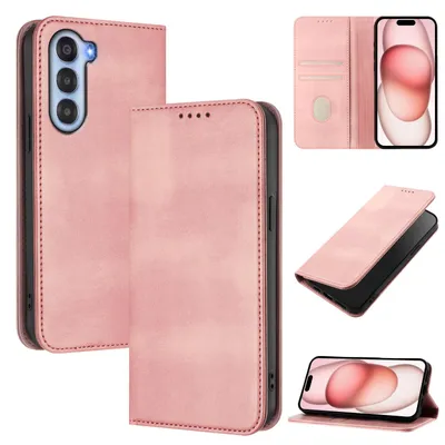 Produktbild von Handyhülle für ZTE Nubia S, Vintage Leder RFID Schutz Kartenfach Standfunktion Magnetische Klapphülle Pink