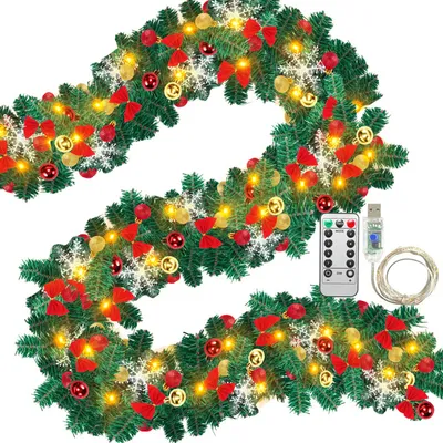 Zdjęcie produktu dla Yakimz 5M girlanda bożonarodzeniowa z USB 100 LED podświetlana dekoracja świąteczna wewnątrz i na zewnątrz girlanda bożonarodzeniowa girlanda jodłowa girlanda artystyczna