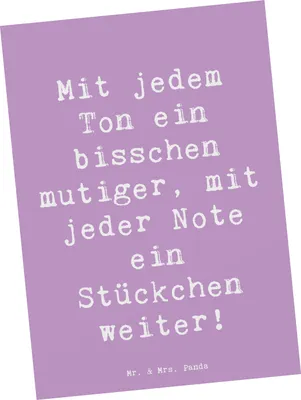 Produktbild von Mr. & Mrs. Panda Postkarte Spruch Ein neues Musikinstrument lernen - Lavendeltraum - Geschenk, Vertrauem, musikalisches Abenteuer, Postkarten, bildkarte, Musizieren, Ziel