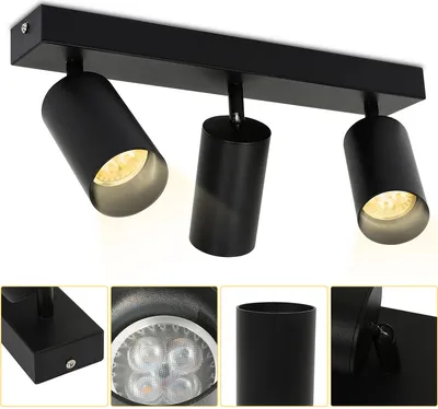 Obrázek produktu pro Hengda LED reflektor otočné stropní světlo nástěnné světlo pro obývací pokoj, kuchyň, jídelnu jednohlavý reflektor 3x zásuvka GU10