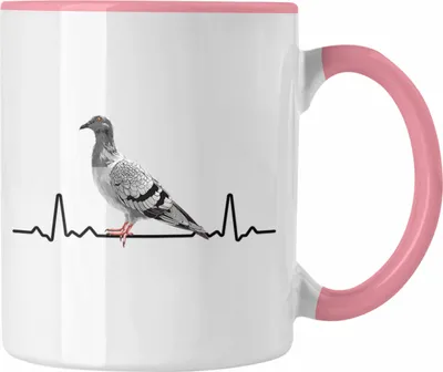 Produktbild von Trendation - Taubenzüchter Herzschlag Geschenk Zaubenzucht Zubehör Tauben Tasse Lustiger Spruch Taubenflüsterer Taubenliebhaber Becher (Rosa)