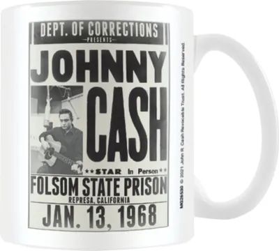 Produktbild von Johnny Cash - Kaffeebecher "Folsom State Prison" PM1933 (Einheitsgröße) (Grau/Weiß)