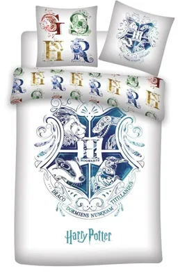 Obrázek produktu pro Harry Potter dětské povlečení pro dospělé modré Bradavice 140 x 200 přikrývka 60 x 63 cm polštář 100% bavlna