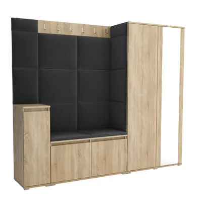 Produktbild von Garderobe LUTON 8 SONOMA 16 - Farbe: Sonomaholz, moderne Garderobe 40x220x186 cm, funktionelle Lösung für den Flur, Garderobe, Möbel für den Flur,