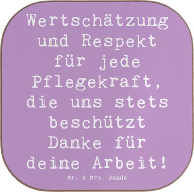 Produktbild von Mr. & Mrs. Panda Holzuntersetzer Spruch Pflegekraft Wertschätzung - Lavendeltraum - Geschenk, Bedanken, Untersetzer Kaffee, Danke, sagen, für Gläser, deine Arbeit, Tassen