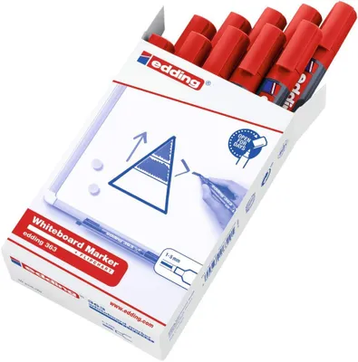 Produktbild von edding 363 Whiteboardmarker - rot - 10 Whiteboard Stifte - Keilspitze 1-5 mm - Boardmarker abwischbar - für Whiteboard, Flipchart, Magnettafel, Pinnwa