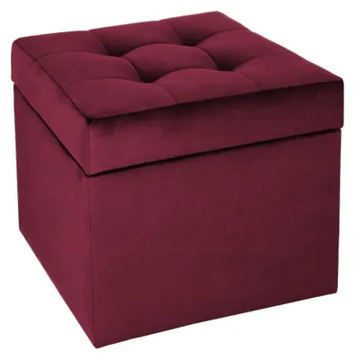 Obrázek produktu pro MG Design, červený podnožový taburet, 45x45 cm - úložný prostor 50 litrů, nosnost až 300 kg, stabilní tvar, dodávaný v sestaveném stavu, vhodný do obývacího pokoje a chodby