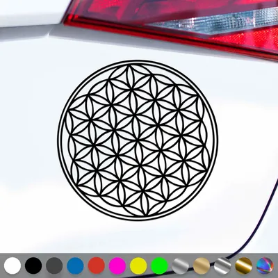 Produktbild von PantherPixel Blume des Lebens Aufkleber Lebensblume Yoga Sticker Auto Geschenkidee Farbe Schwarz