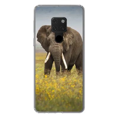 Produktbild von MuchoWow® Handyhülle Schutzhülle Hülle für Huawei P40 Lite Elefant - Blumen - Gras - Tiere - Natur Silikon Softcase Handy Hülle - Handy