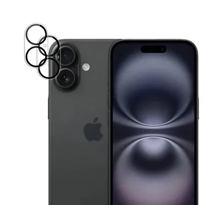 A dark gray smartphone with a camera lens protector shown in the foreground.