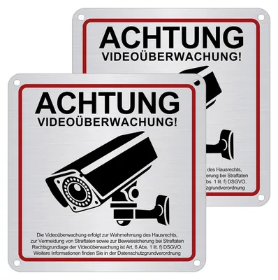 Produktbild von Warnschild Videobewachung, 2 Stück, Aufkleber für Sicherheit
