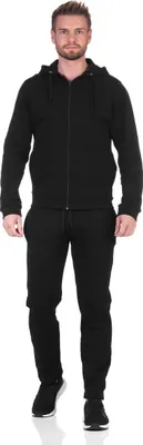 Produktbild von Herren Jogging Anzug Trainingsanzug Fitness mit Kapuze;  Schwarz M
