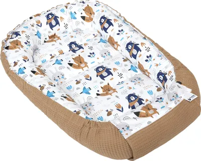Image de Nid pour bébé, lit de voyage, petit nid pour bébé, 100 x 60 x 15 cm, style bohème avec motif gaufré marron