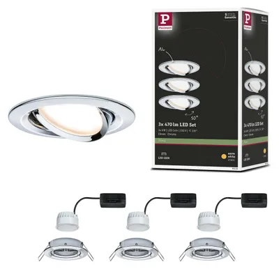 Productafbeelding van Paulmann LED inbouwspots Nova, set van 3, kantelbaar