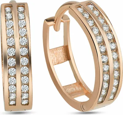 Zdjęcie produktu dla Kolczyki kółka Dkeniz 925/- srebro pozłacane różowym złotem Pave