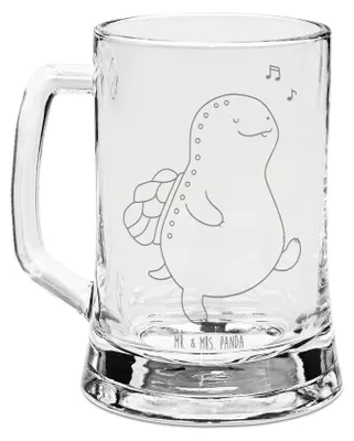 Produktbild von Mr. & Mrs. Panda Krug Schildkröte Pfeifen - Transparent - Geschenk, Trennung, Depression, Gravur Bierkrug, Glas, Seidel, Humpen, Schildkröten, Lebensfreude