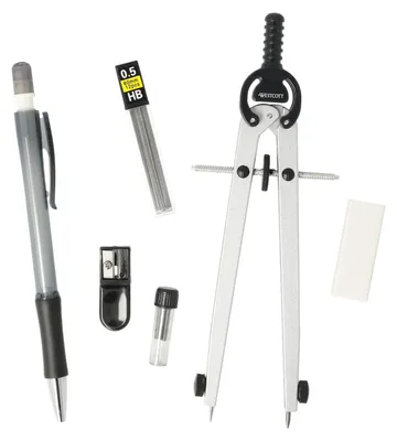 Produktbild von Westcott Zirkel Set Unicolour | 6-teilig mit Schnellverstellzirkel, Nachfüllmine