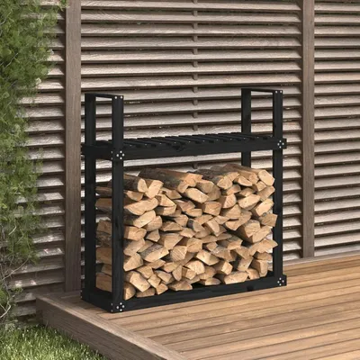 Produktbild von Schwarzes Holzregal 110 x 35 x 108,5 cm aus massivem Kiefernholz