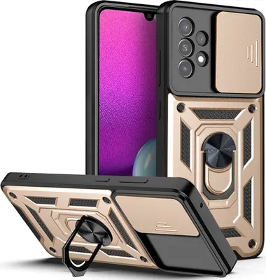 Produktbild von Galaxy A53 5G Hülle mit Ring Ständer Halter Dia Kameraschutz TPU PC Schutzhülle für Samsung Galaxy A53 5G Gold