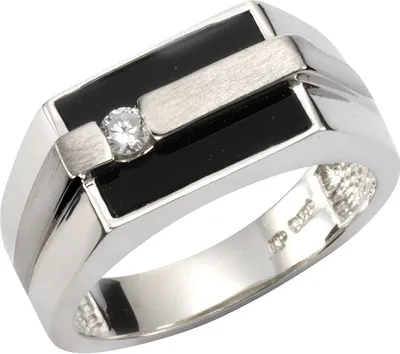 Produktbild von V Ring 925/- Sterling Silber rhodiniert mit Onyx und Zirkonia