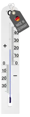 Produktbild von Außenthermometer 40cm Temperatur -35 bis 50°C Analog Kunststoff Farbe Weiß Innen Außen Garten Zimmer Thermometer Gartenthermometer