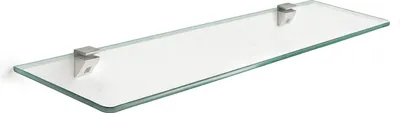 Obrázek produktu pro Skleněná police 60x15 cm – designová nástěnná skleněná polička z matného skla v nerezovém rámu, montáž bez vrtání, moderní koupelnová police, plovoucí police do koupelny, kuchyně a ložnice