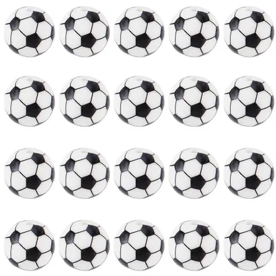 Fußballperlen aus Silikon, 32 Stück, 15 mm, Weiß/Schwarz