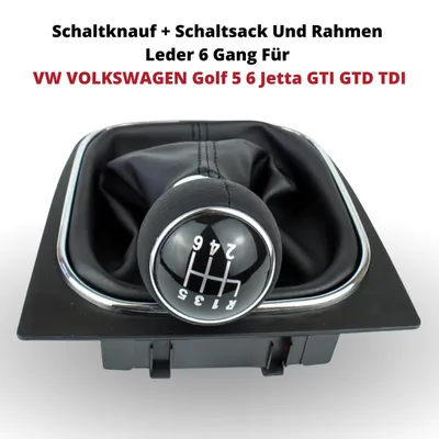 Image de Pommeau de vitesse + Sac et cadre Cuir 6 vitesses Pour VW VOLKSWAGEN Golf 5 6 Jetta GTI GTD TDI