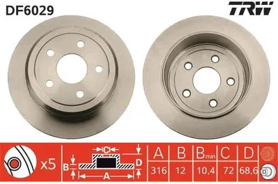 Produktbild von TRW Bremsscheiben (2 Stück) Hinterachse DF6029