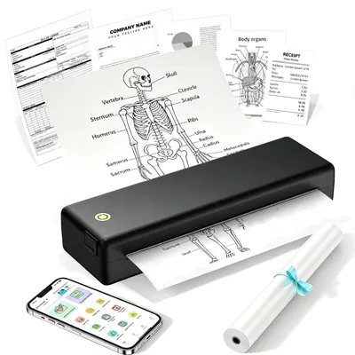 Tragbarer A4 Thermodrucker, Bluetooth+USB, schwarz